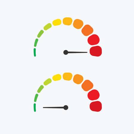 Speedometer icon. green to red color. vector icon illustration speed limitのイラスト素材