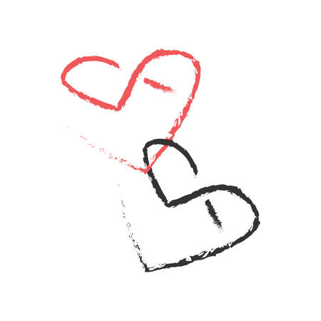 Grunge red and black heart icon on white background. Vector illustration, stockのイラスト素材