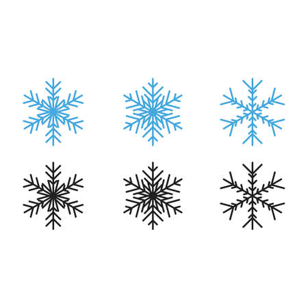 Big set of snowflakes for winter design, happy new year, winter snow collection vector illustration.のイラスト素材