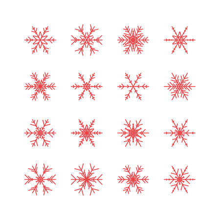 Big set of snowflakes for winter design, happy new year, winter snow collection vector illustration.のイラスト素材