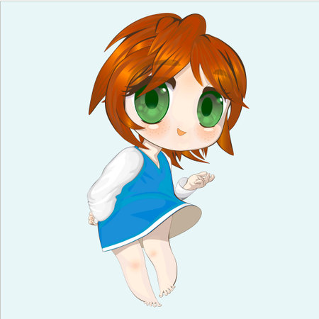 Image of a girl in a dress on a light backgroundのイラスト素材
