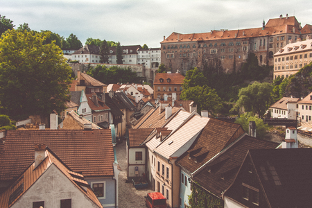 Vintage photo of the castle of Cesky Krumlov, Czech Republicのeditorial素材