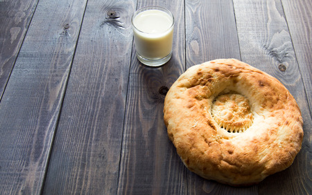 Milk with breadの写真素材