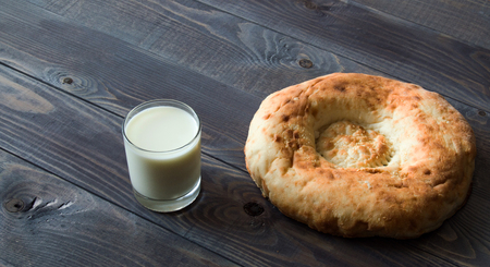 milk with breadの写真素材