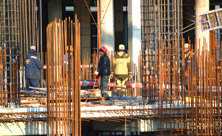 workers at a construction siteの写真素材