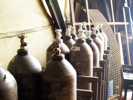 cylinders for gas welding with acetyleneの写真素材