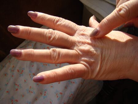 skin on the hand close-up, aging skin macroの写真素材