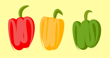 red, yellow and green peppersのイラスト素材