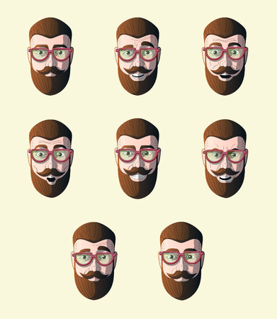 emotions on the face of the hipster glassesのイラスト素材