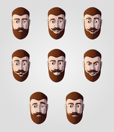 emotions on the face of the hipsterのイラスト素材