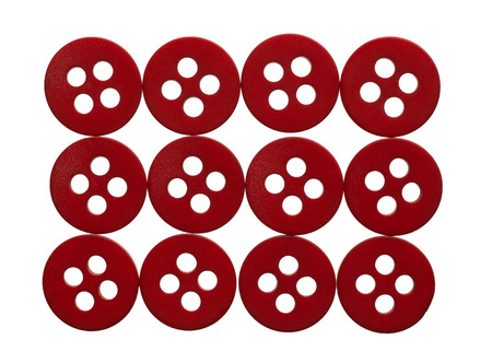 Rectangle of red buttons isolated close up shot