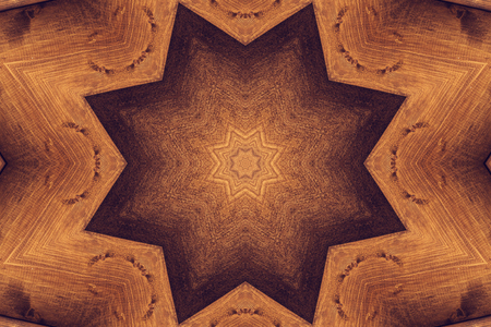 Brown kaleidoscope pattern with octagonal starの写真素材
