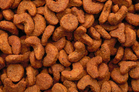 Background from cat's forage. Close up shot.