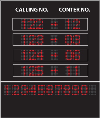 Image vector of led queue display with calling number and counter number.のイラスト素材