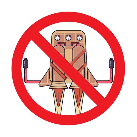 Colored jetpack drawn in flat style isolated on a white background in prohibition sign
のイラスト素材