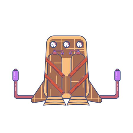Colored jetpack drawn in flat style isolated on a white background
