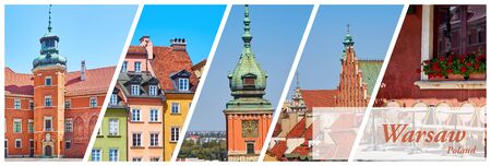 Promotional cover for travel article for visiting Warsaw, Poland with 5 images.の写真素材