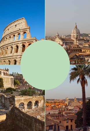 Vertical collage of photos of Rome, Italy from different places in Rome. Good for travel blogs, articles and etc.の写真素材