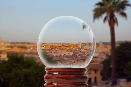 Justice in Rome, Italy through a glass transparent ballの写真素材