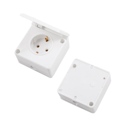 Overhead socket for 4 connectors isolated on a white background. Two angles: front and back.