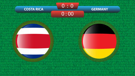 Announcement of the match between the Costa Rica and Germany as part of the soccer international tournament. Group A match. Vector illustration. Sport template.のイラスト素材
