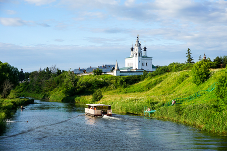 Landscape ancient church in Suzdal in the summer. Golden Ring of Russia. Historical sights and architecture of Russia.の写真素材