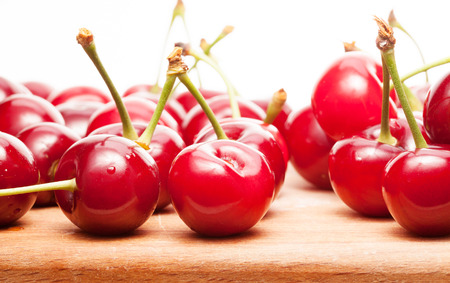 cherry on a tableの写真素材