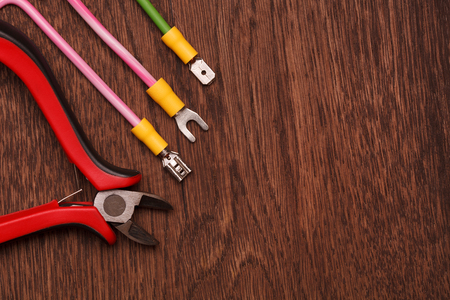 Instruments on wooden tableの写真素材
