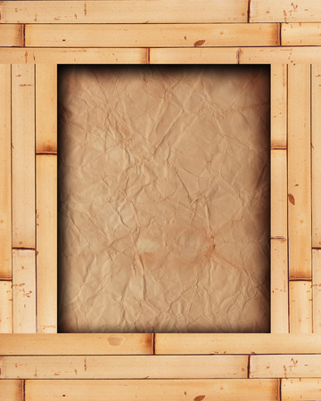 old paper with bamboo frameの写真素材