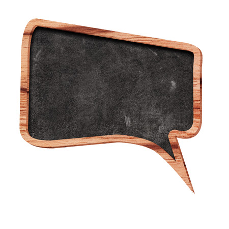 Retro speech bubbles from wood on white backgroundの写真素材