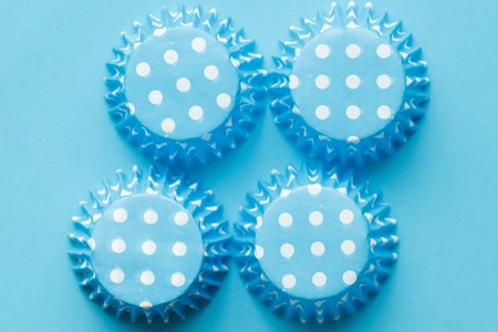 Abstract Blue Dot Bubble on Blue Carton Paper Surface Seamless Pattern Background Textureの写真素材