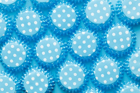 Abstract Blue Dot Bubble on Blue Carton Paper Surface Seamless Pattern Background Textureの写真素材