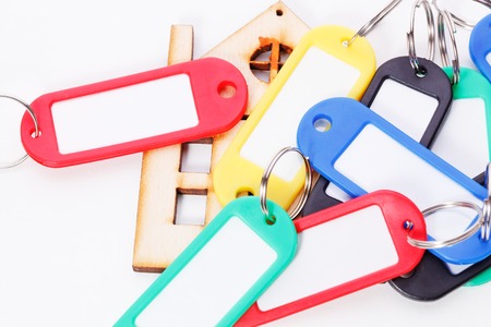 Concept of key fobs and small wood house