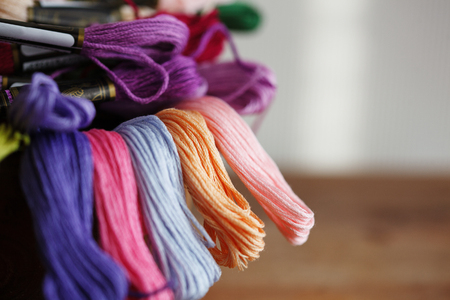 Multicolored long rope in a bunch