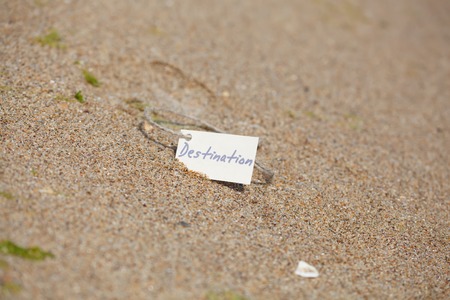 Destination Label at the Beach, Nautical Backgroundの写真素材