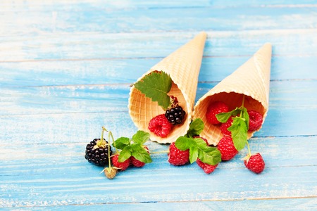 Waffles with fresh berries fruit