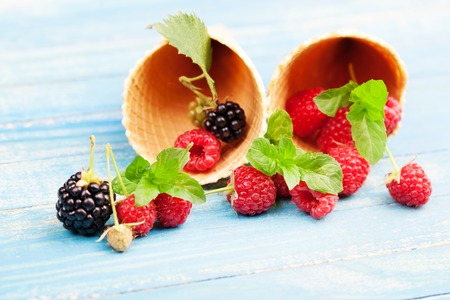Waffles with fresh berries fruit