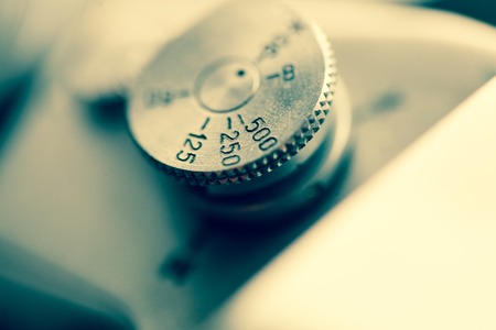 Close up of the part of old camera.の写真素材