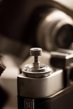 Close up of the part of old camera.の写真素材