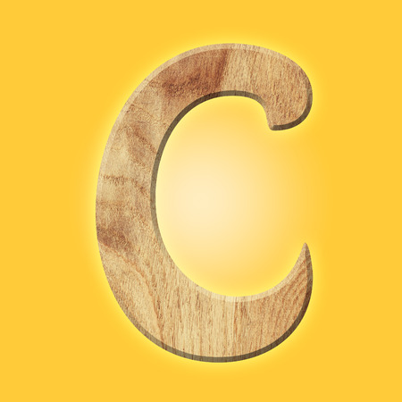 Wooden parquet alphabet letter symbol - C. Isolated on white backgroundの写真素材