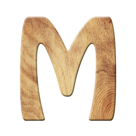 Wooden parquet alphabet letter symbol - M. Isolated on white backgroundの写真素材