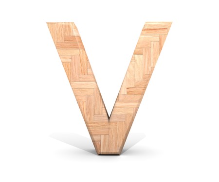 3D decorative wooden Alphabet, capital letter Vの写真素材