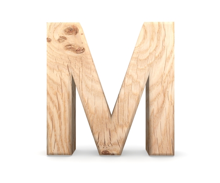3D decorative wooden Alphabet, capital letter Mの写真素材