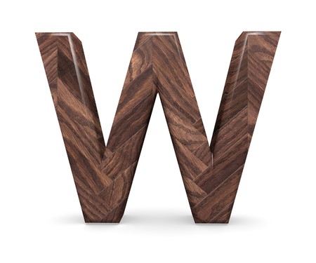 3D decorative wooden Alphabet, capital letter Wの写真素材