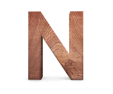 3D decorative wooden Alphabet, capital letter Nの写真素材