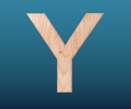 3D decorative wooden Alphabet, capital letter Yの写真素材