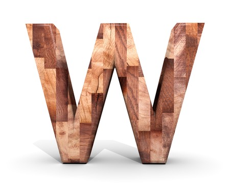 3D decorative wooden Alphabet, capital letter Wの写真素材