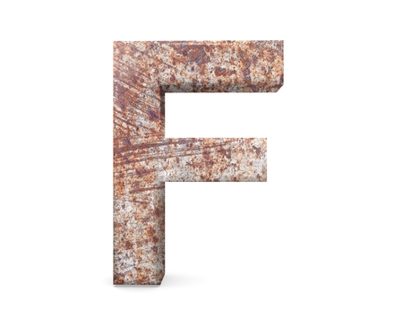 3D decorative Letter from an old rusty metal Alphabet, capital letter Fの写真素材
