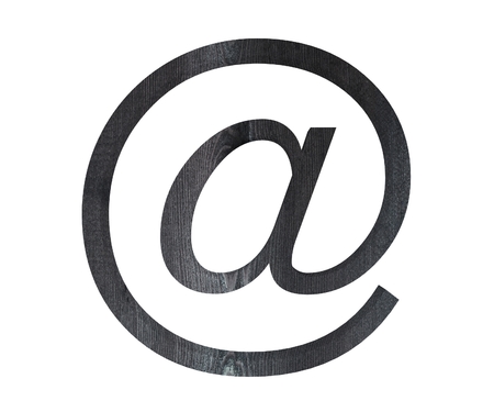 Alphabet black wooden texture at email mark sign letter. 3d rendering illustrationの写真素材