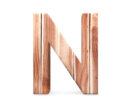 3D decorative wooden Alphabet from planks, capital letter Nの写真素材